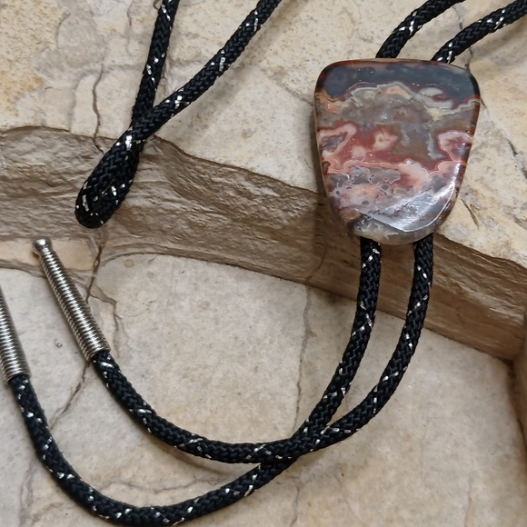 Vintage Bolo Necklace Picture Jasper Natural Stone